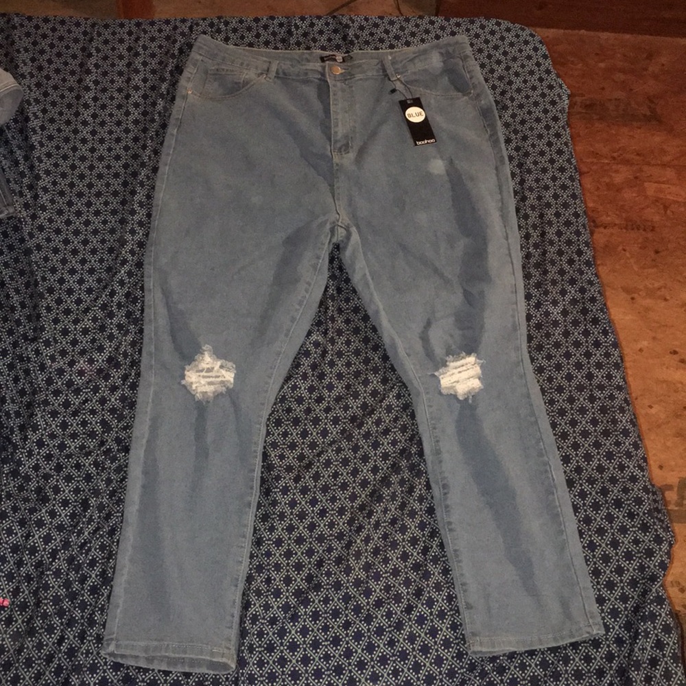 Plus High Waist Distressed Skinny Jean
